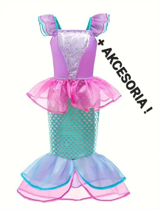 Nowy zestaw! Akcesoria + strój Syrenka Ariel, r. 110 przebranie