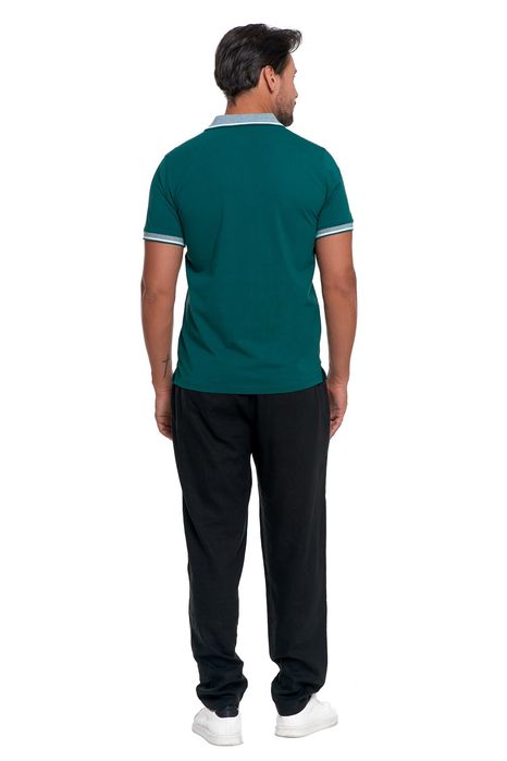Koszulka Polo Męska Bawełniana Polówka Modna Premium Zielony Moraj - S