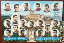 Postal com 75 anos da equipa do torino que sofreu acidente de aviacao
