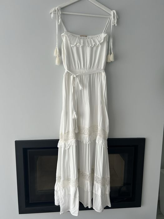 Vestido branco longo de renda Joiola (novo, original do Brasil)