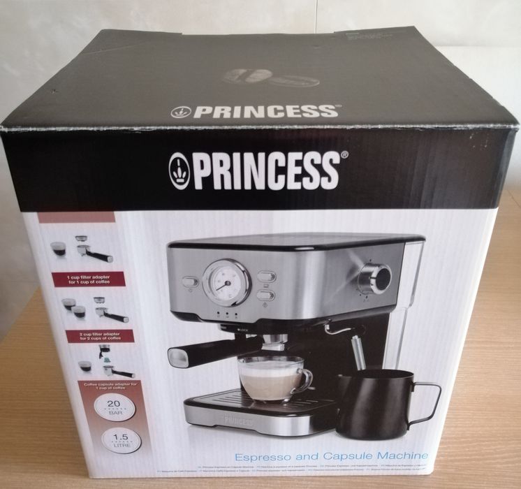 Máquina café princess para cápsulas nespresso/compatíveis e café em pó