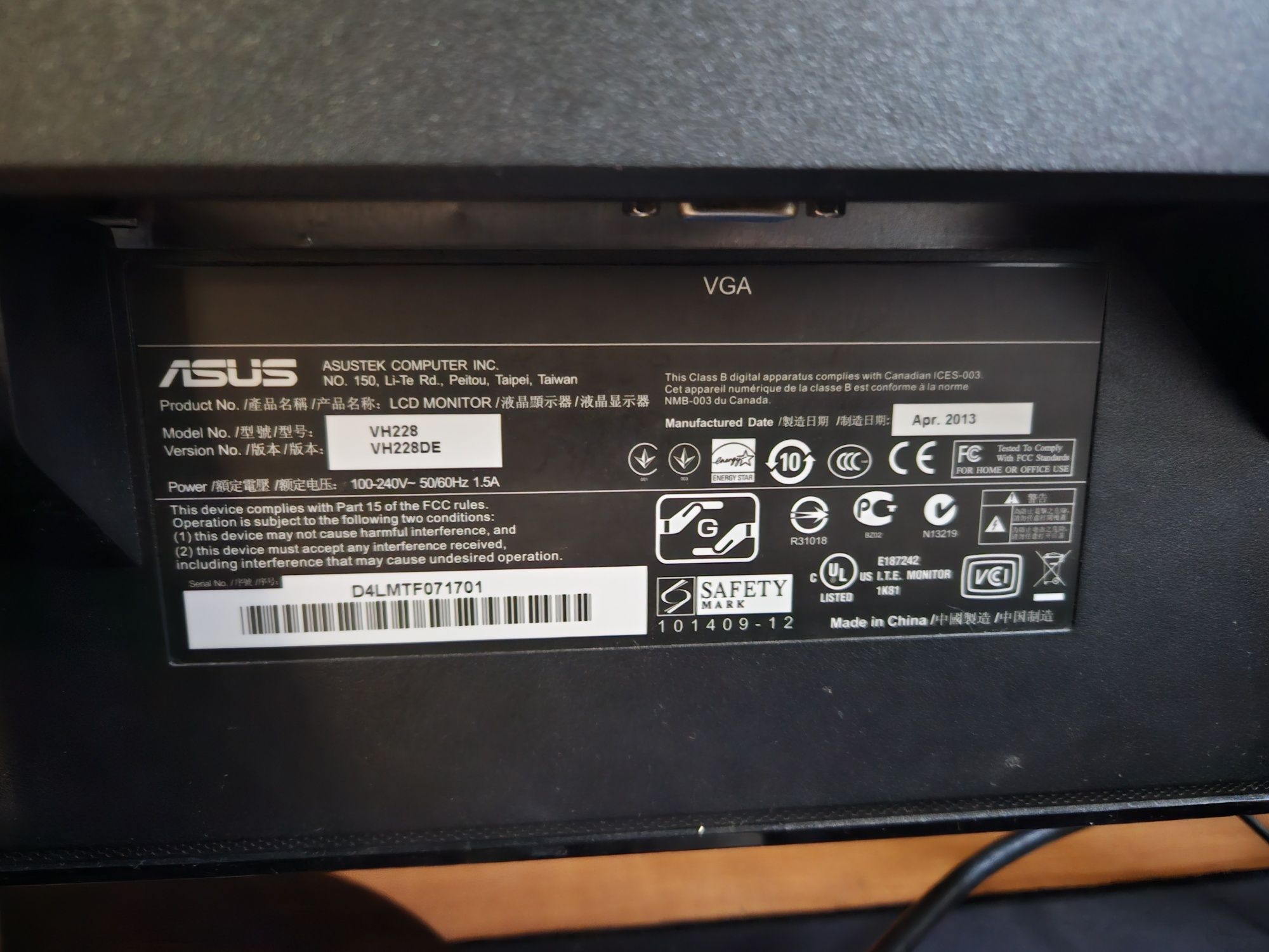 Monitor Acer p196hqv . Asus vh228