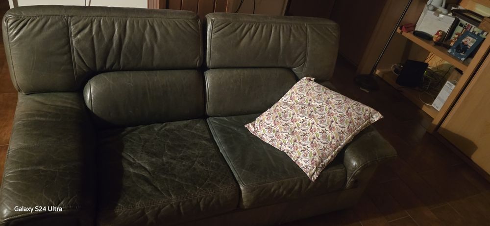 Sofá (verde) em pele 2 lugares