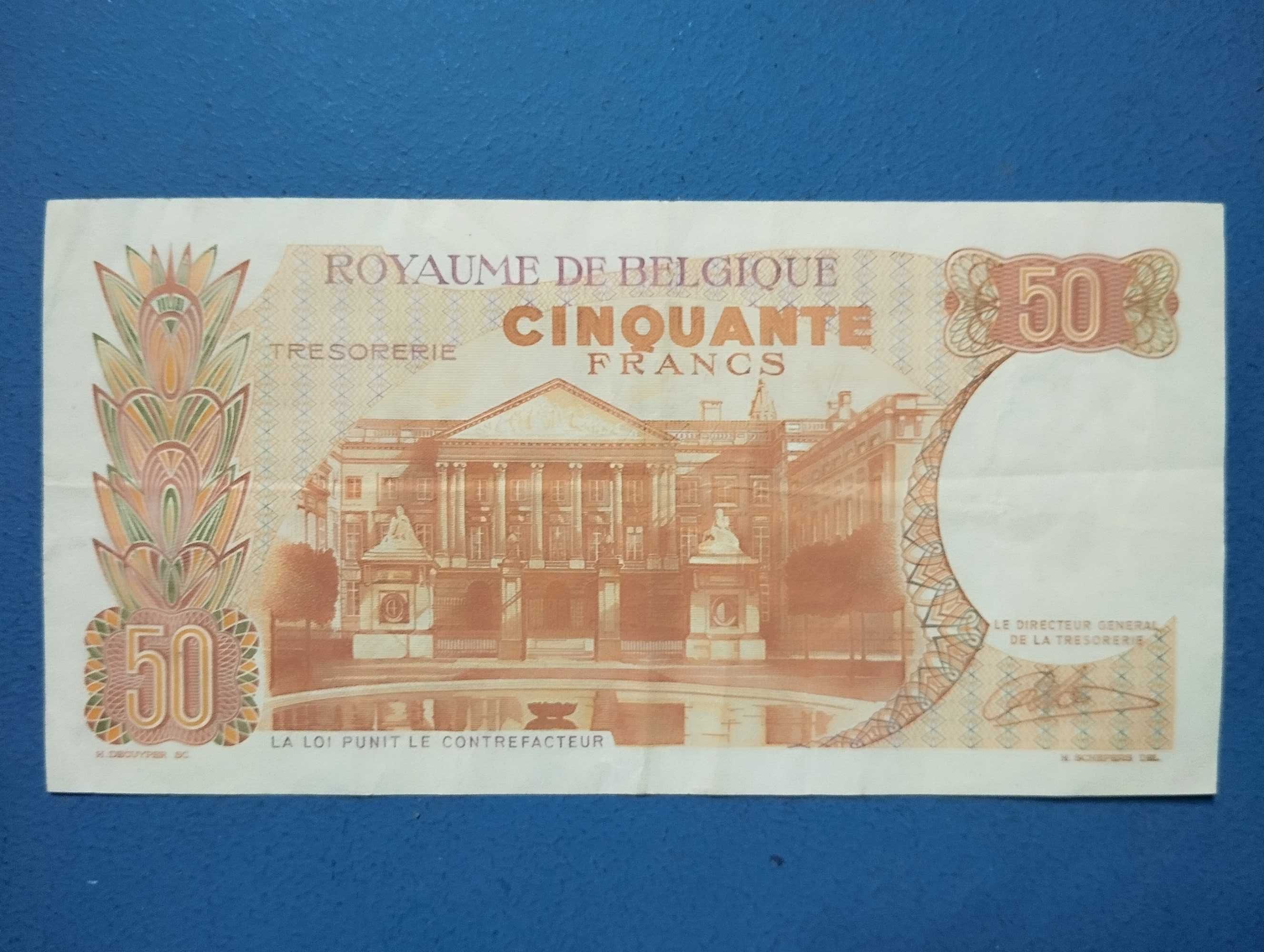 Nota de 50 Francos da Bélgica de 16 maio 1966 Quase Nova.