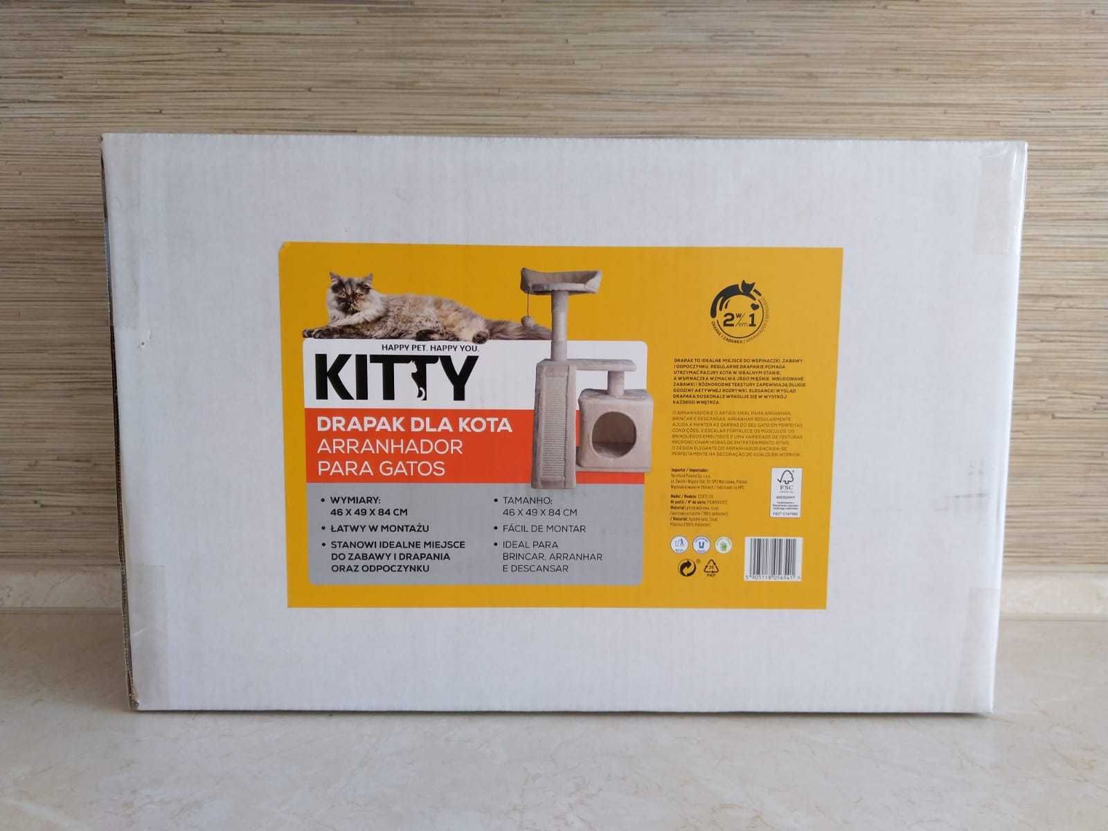 NOWY Drapak Dla Kota Domek Budka Podesty Legowisko wys. 84 cm KITTY