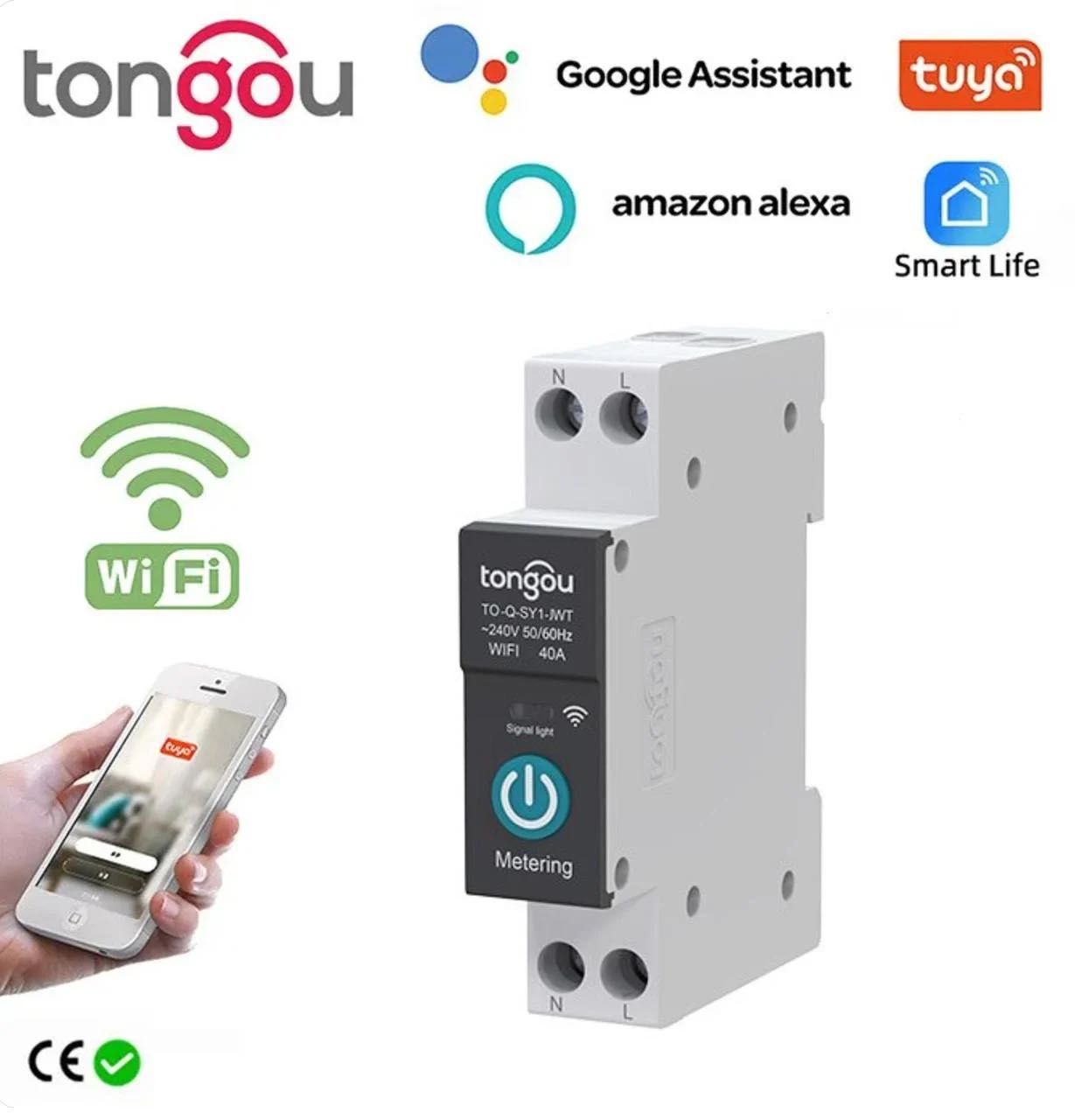 Tuya SmartLife Wi-Fi з моніторингом електроенергії 63А