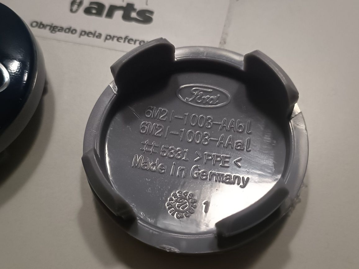 Conjunto 4 centros de jante Ford 54mm Azul