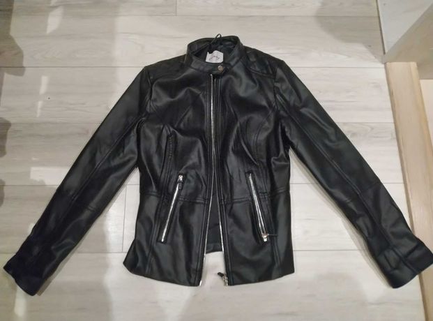 Orsay kurtka czarna ze sztucznej skóry biker 34/XS