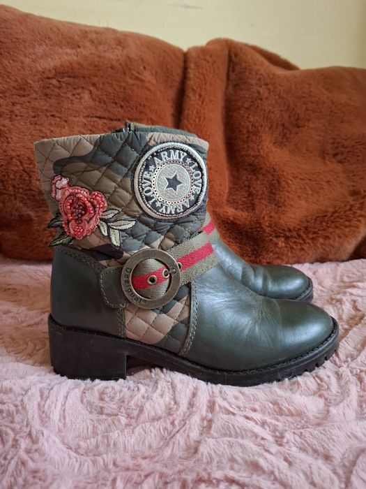 Desigual militarne skórzane buty r. 38  24,5cm