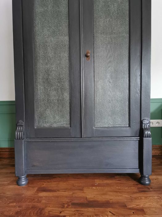 Unikatowa szafa antyczna po stylizacji. Grafit z zielenią. Loft/Boho