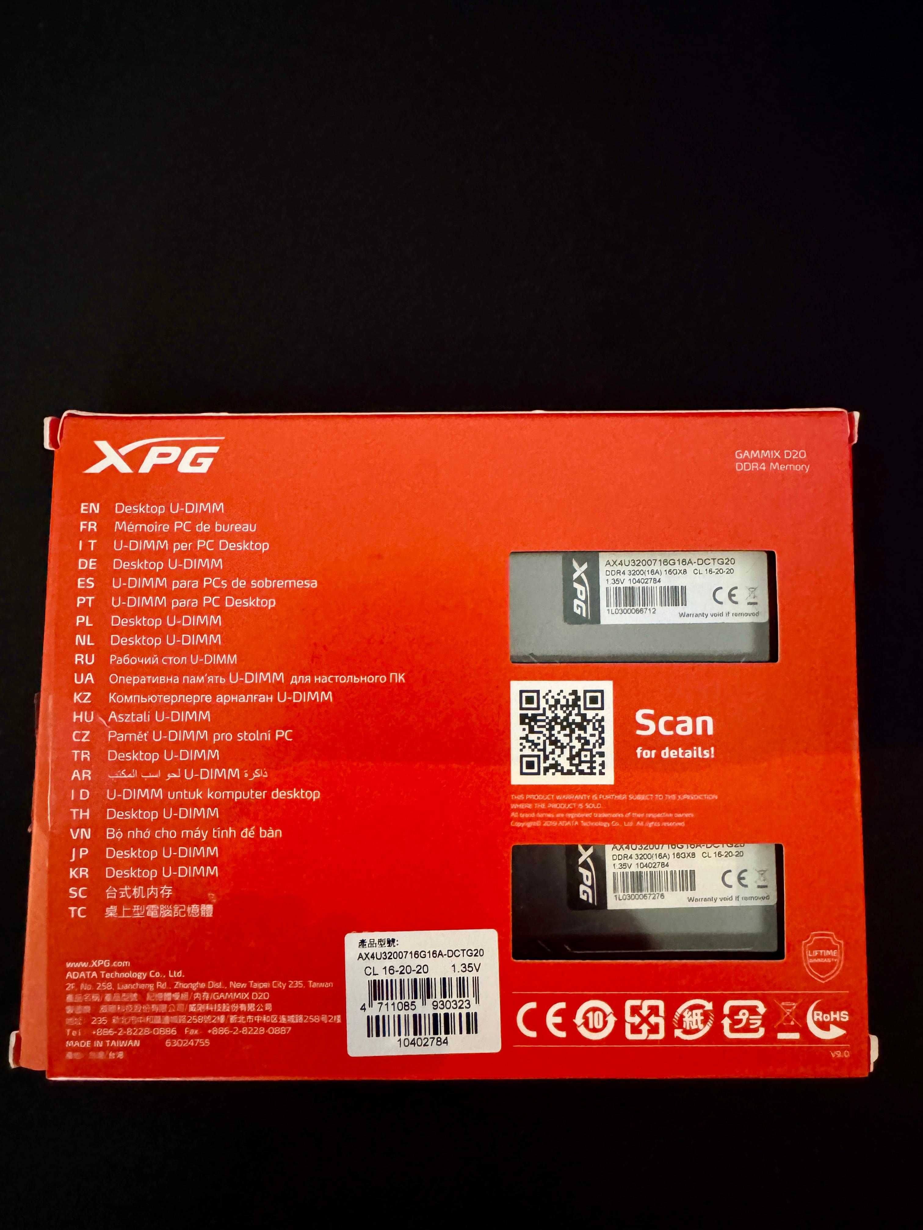 Pamięć RAM XPG Gammix D20 DDR4 2x16GB 3200MHz CL16 – jak nowa!