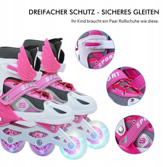 Łyżworolki Rolki  Z Regulacją różowy rozm. 35/38