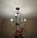 Żyrandol lampa sufitowa świecznik kryształki metal chrom nowy