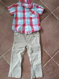 Zestaw dla chłopca spodnie regulowane i koszula krótki rękaw r. 80