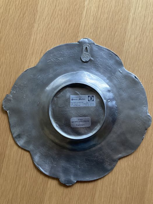 Cynowa patera, taca z cyny Art Nouveau, cyna 92%