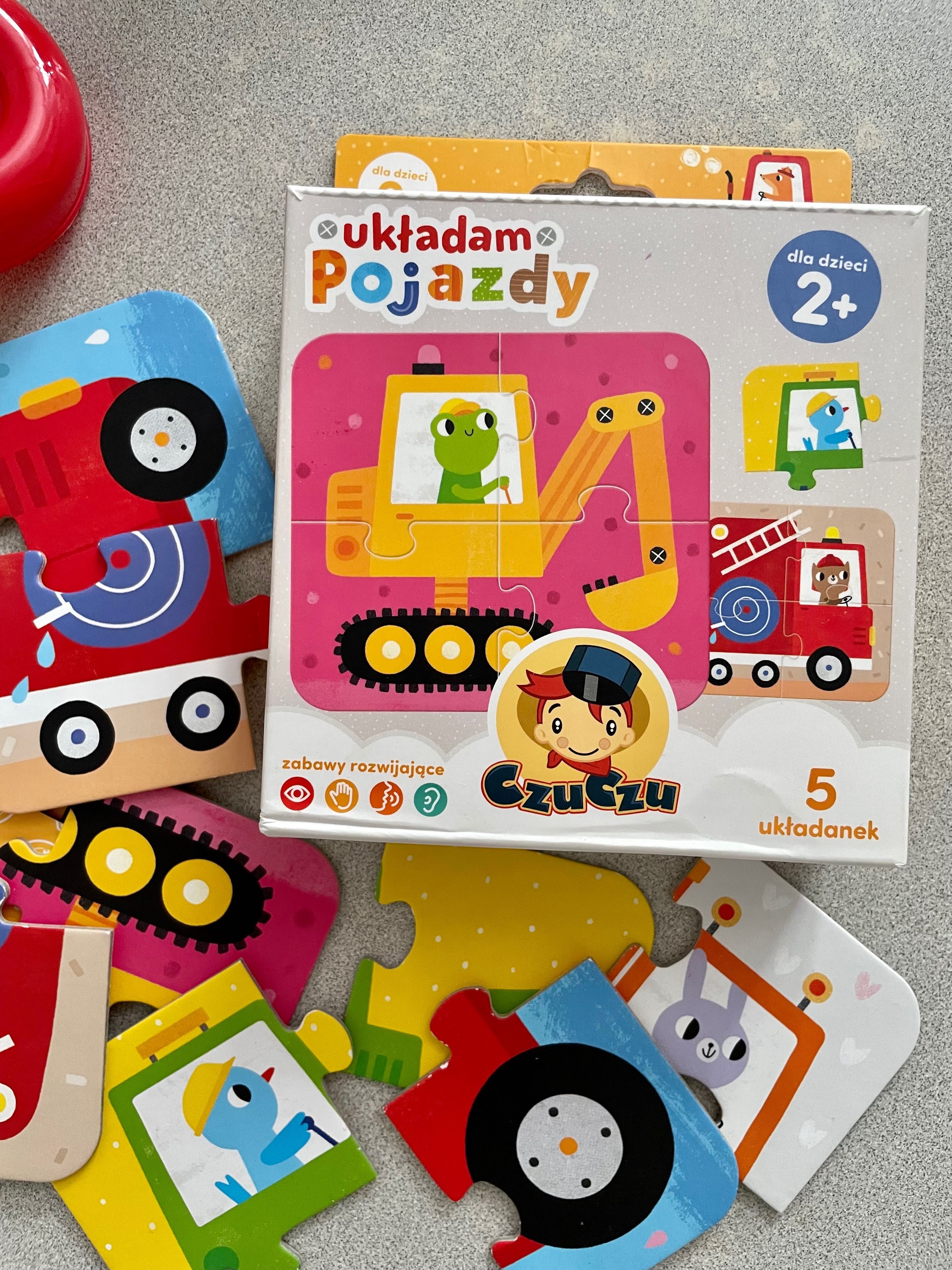Pojazdy puzzle dla dziecka układanka zestaw zabawek 2+ auta +gratis
