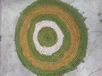 Плетеный круглый коврик круг ручная работа зеленый