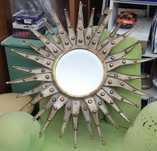 Espectacular Retro Vintage Antigo Espelho Sol 86cm Ferro Dourado