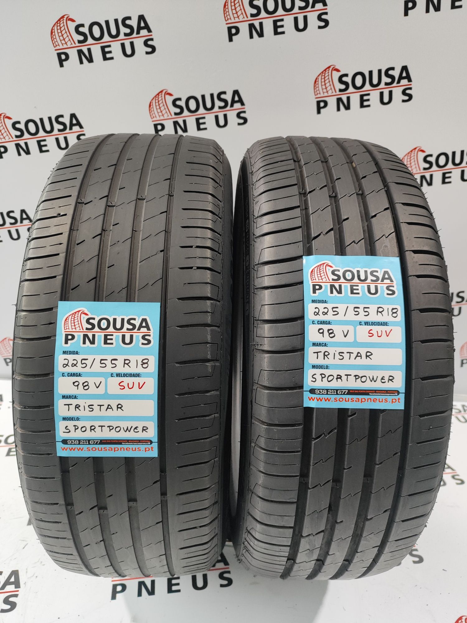 130 Euros 2 pneus semi novos 225-55R18 Tristar - Oferta dos Portes
