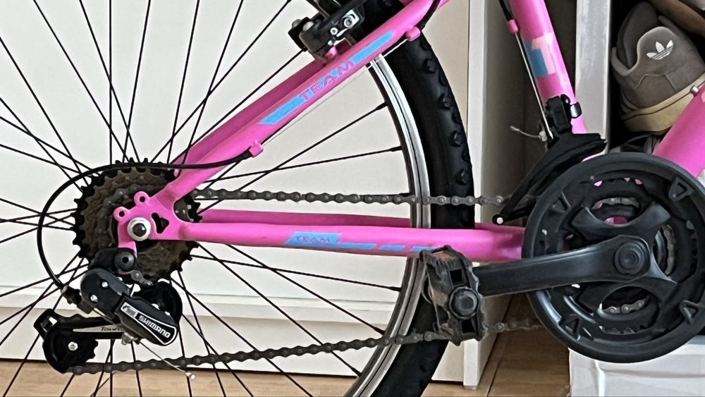 Bicicleta TEAM rosa e azul