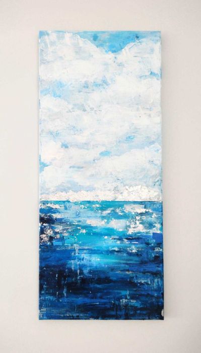 Obraz ręcznie malowany - abstrakcja, szpachla, akryl, 70x30