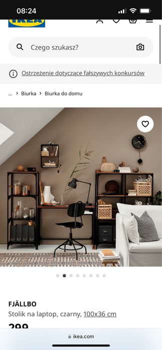 Biurko FJALLBO Ikea w stylu loftowym tez jako konsola