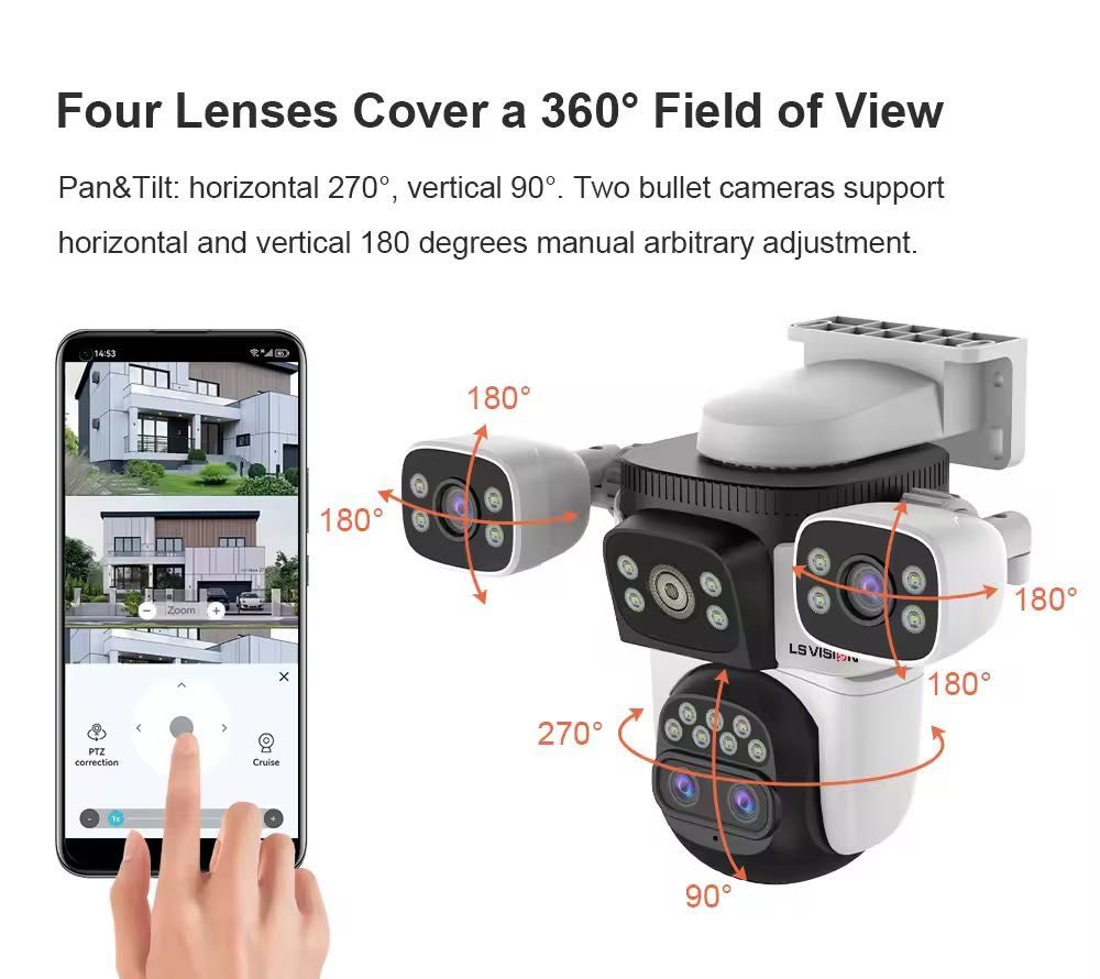 Бездротова  WIFI камера Ls Vision IP-камера 10XZoom Чотири екрани