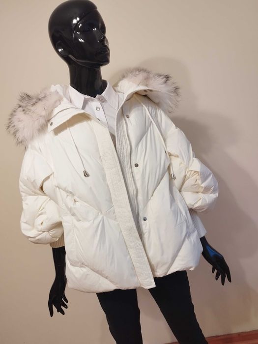 %_ITALY_puch naturalny_puchowa kurtka/kurteczka + jenot_ecru - M/XXL