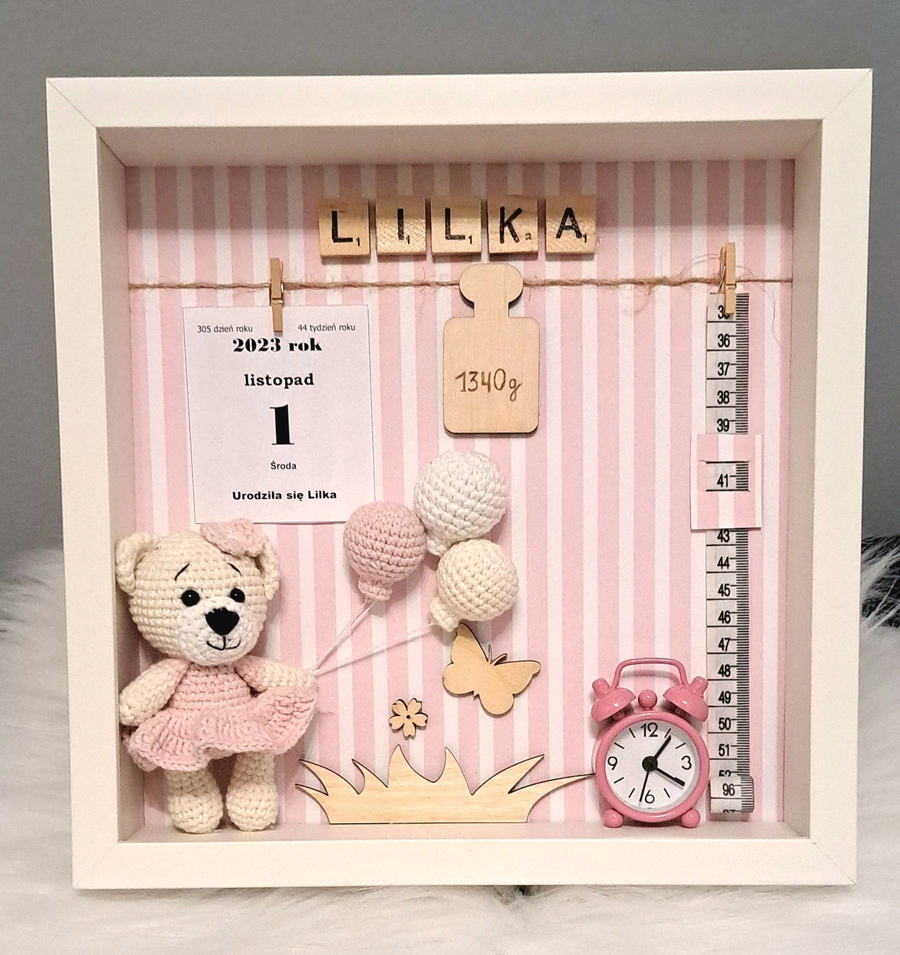 Metryczka, ramka urodzinowa, narodziny prezent handmade