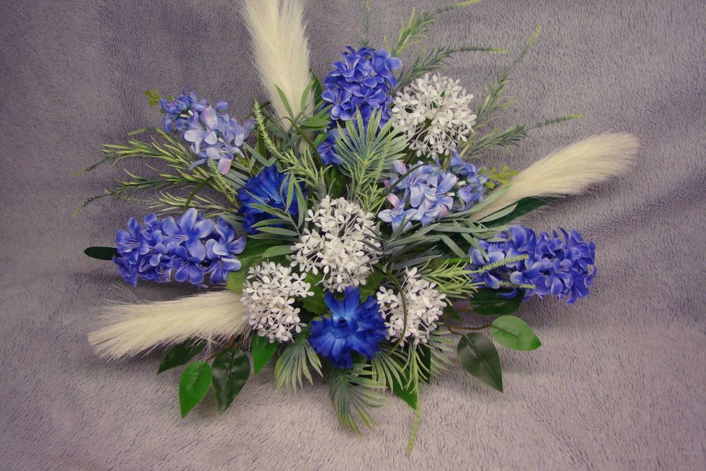 Stroik na grób cmentarz niebieski komplet nr 2w