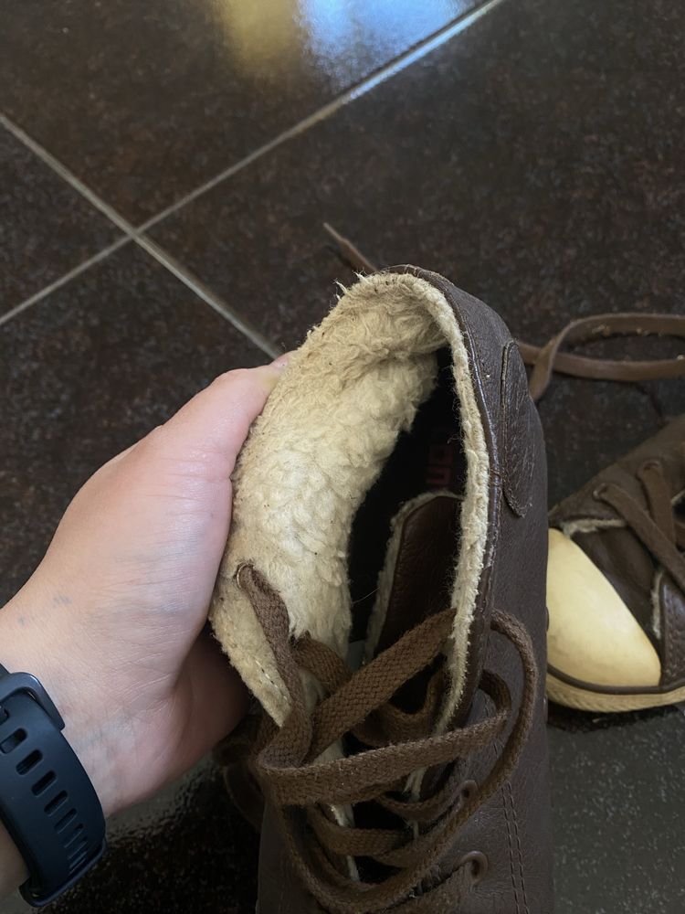 Кеди CONVERSE теплі - шкіряні коричногово кольору