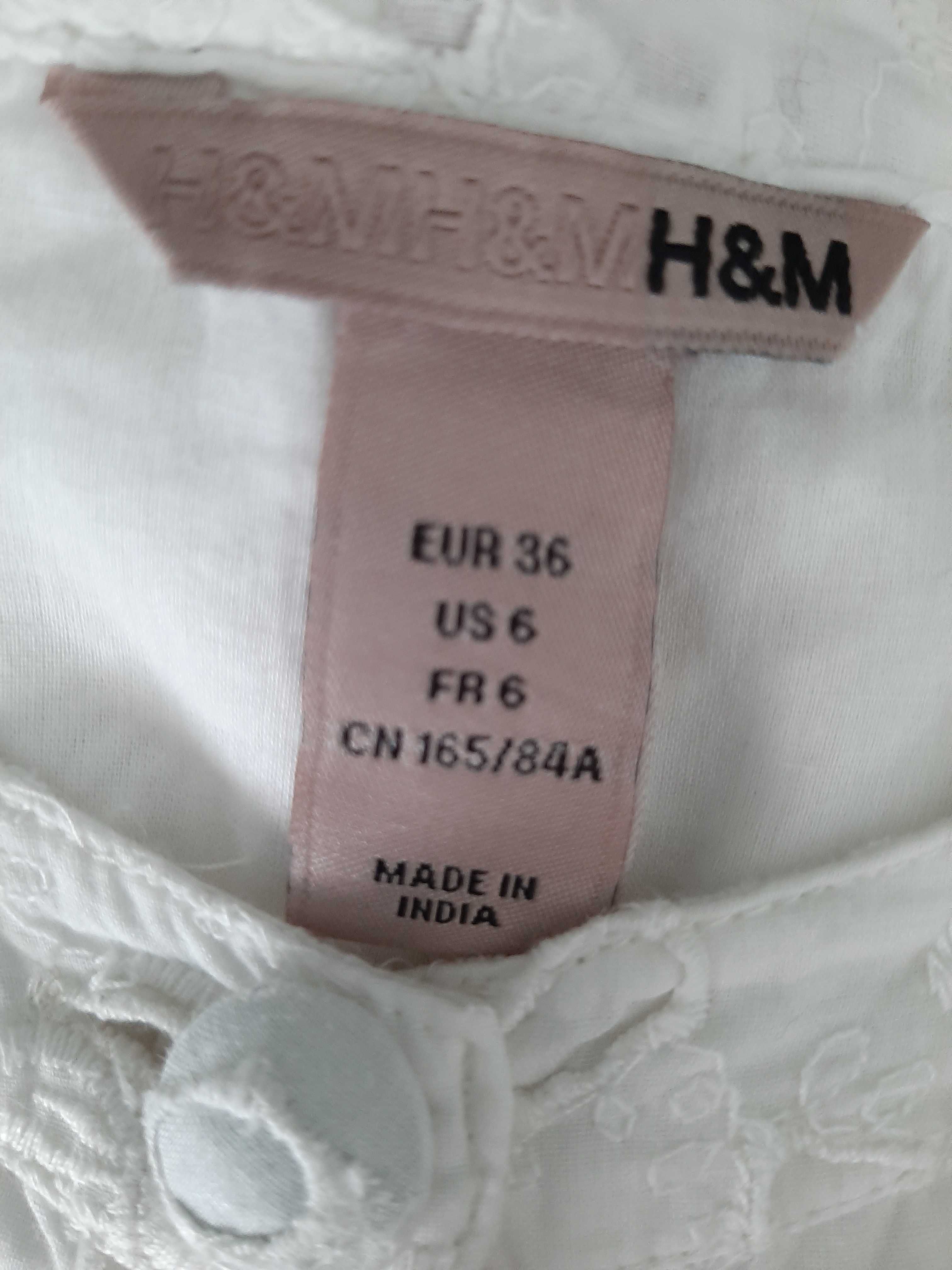 H&M Biała Sukienka na Lato Ażurowa Rozmiar 36