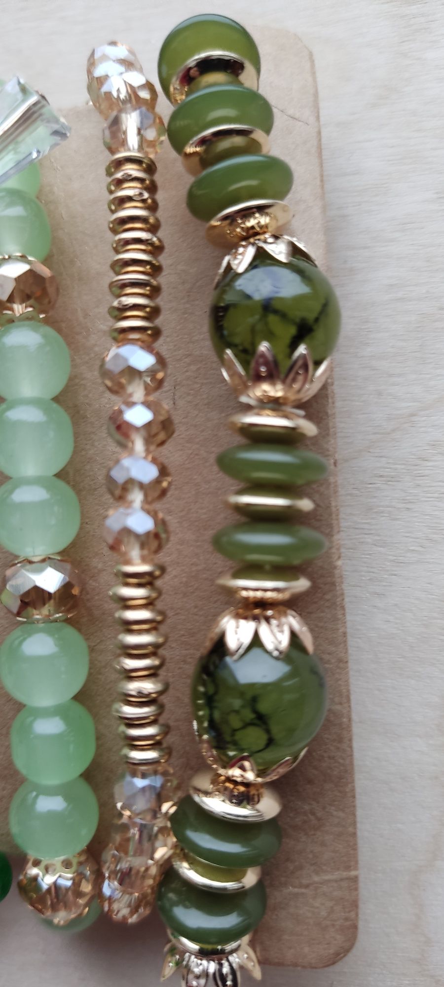 Nowe 4 sztuki bransoletki koraliki zielone złote Fashion Jewelry