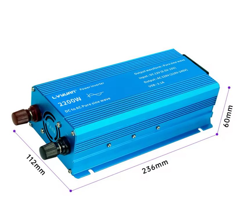 Без-вна доставка Інвертор lvyuan 24/220 В 1000/2200 Вт чистий сінус