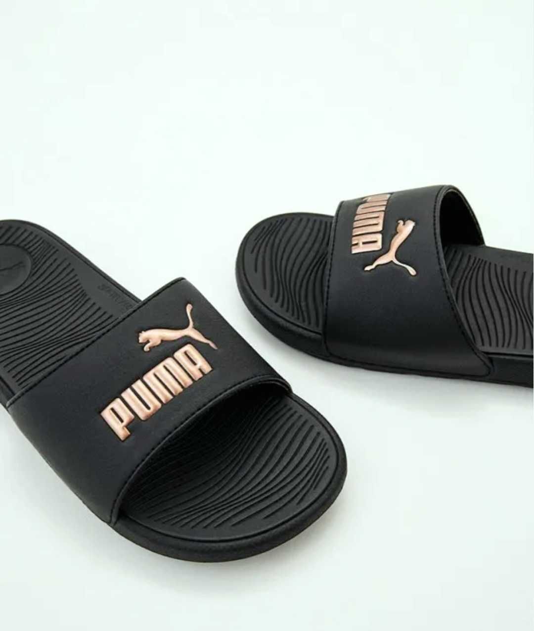 Тапочки шлёпанцы Puma р.W7, стелька 25см, Пума чёрные модель Cool cat.