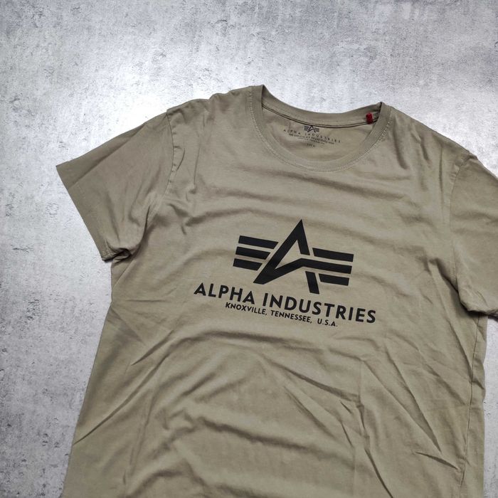 MĘSKA Koszulka PREMIUM Duże Logo Military Alpha Industries Oliwka