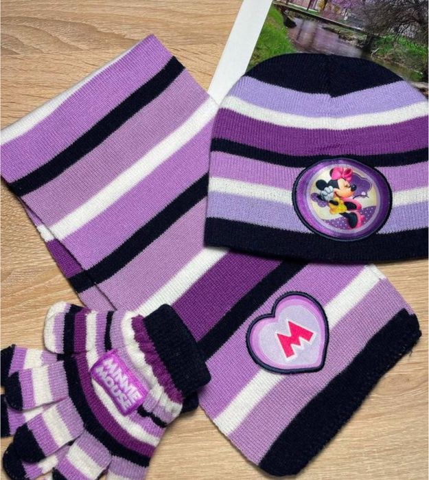 Набір для дівчинки шапка, рукавички , шарф 1-2р.