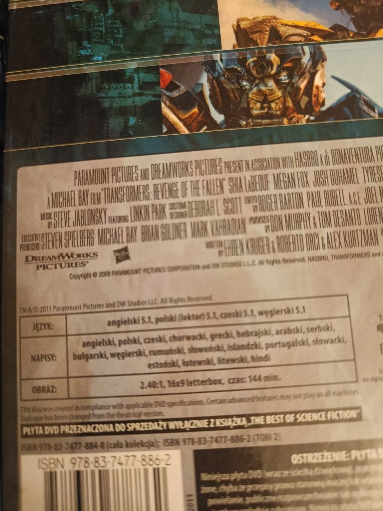 Transformers tom 1 i 2 dvd + książka o filmie