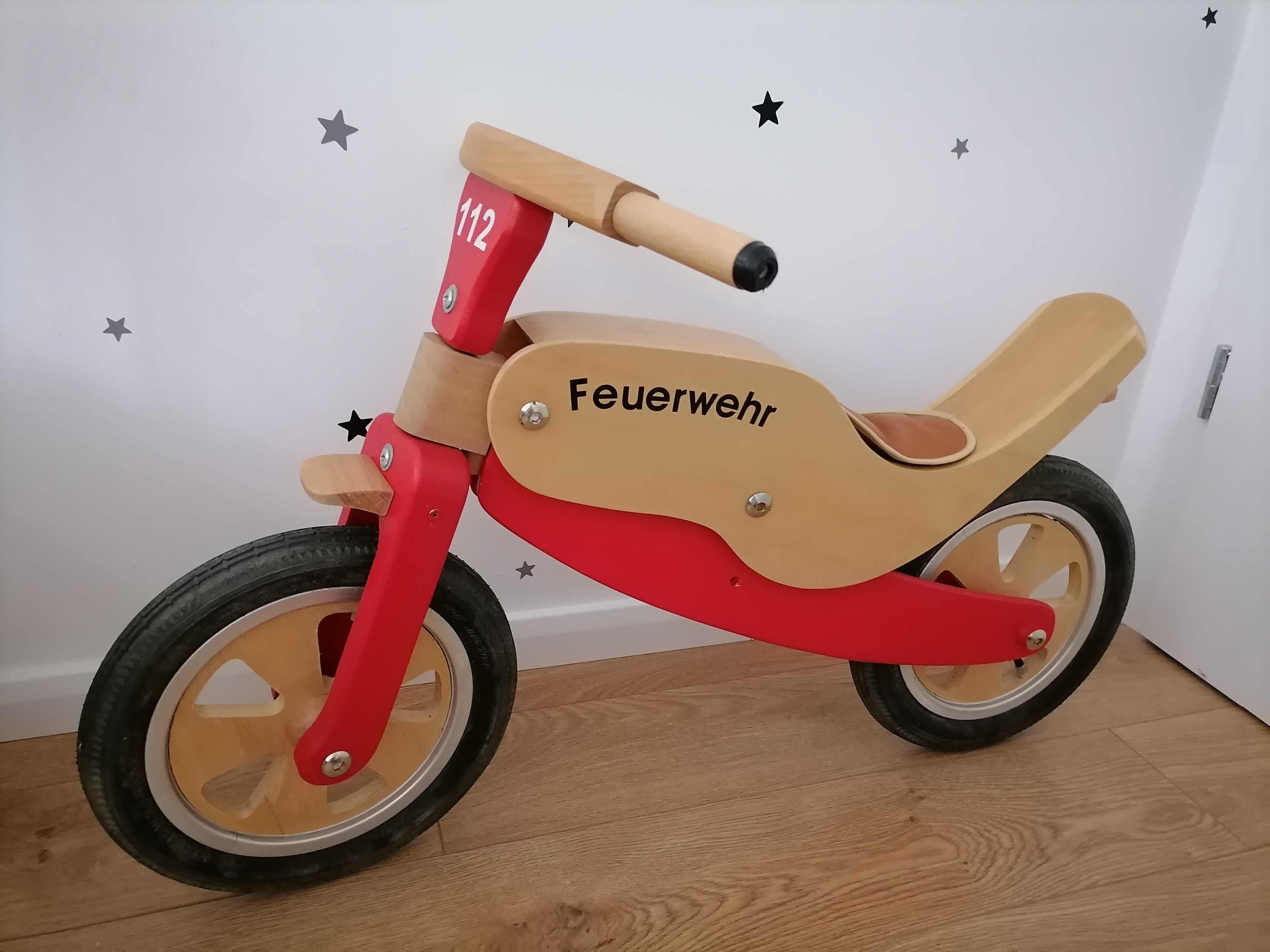 Drewniany rowerek biegowy feuerwehr 112