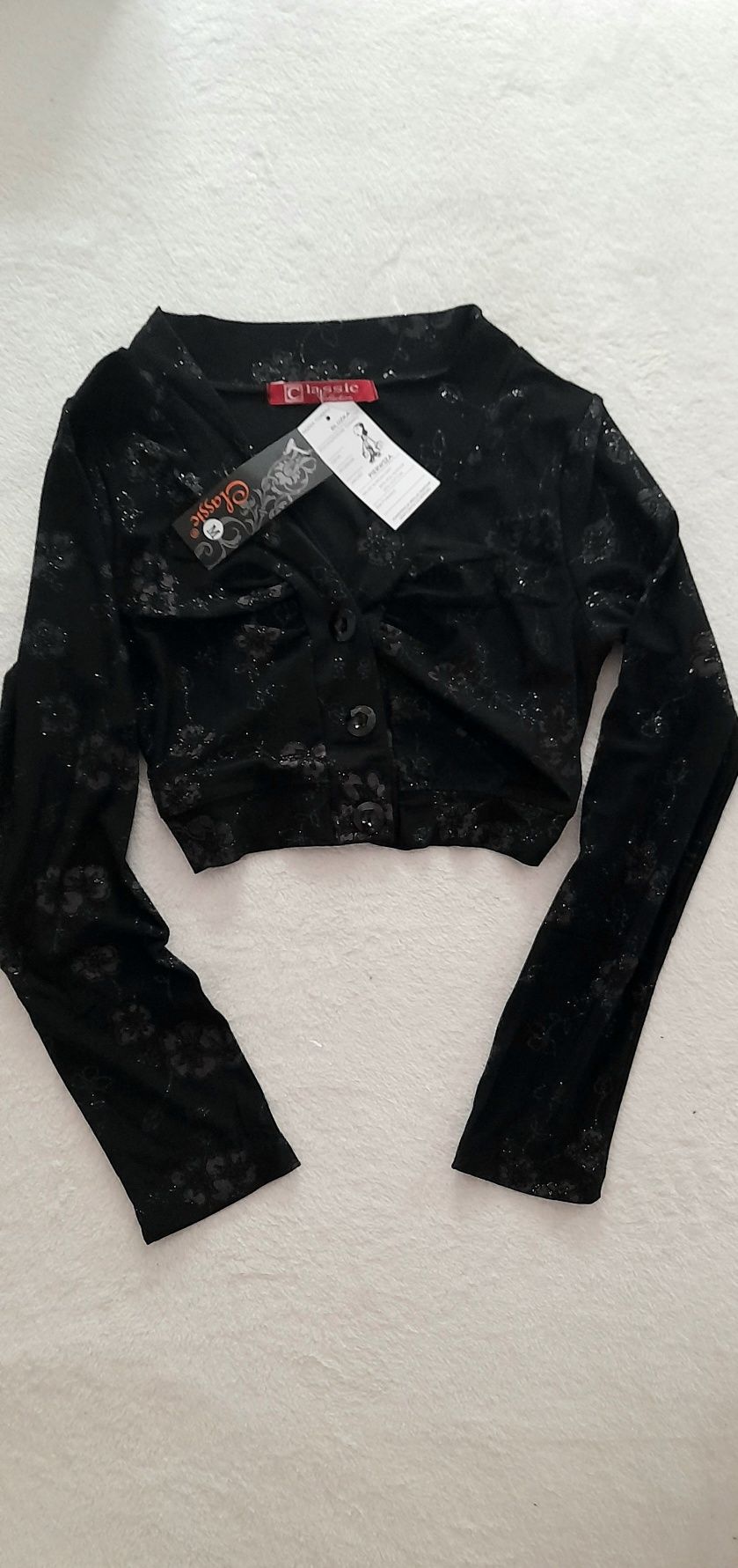 OKAZJA nowa kobieca sexy bluzka top dekolt v brokat kwiaty 38 m 40 s