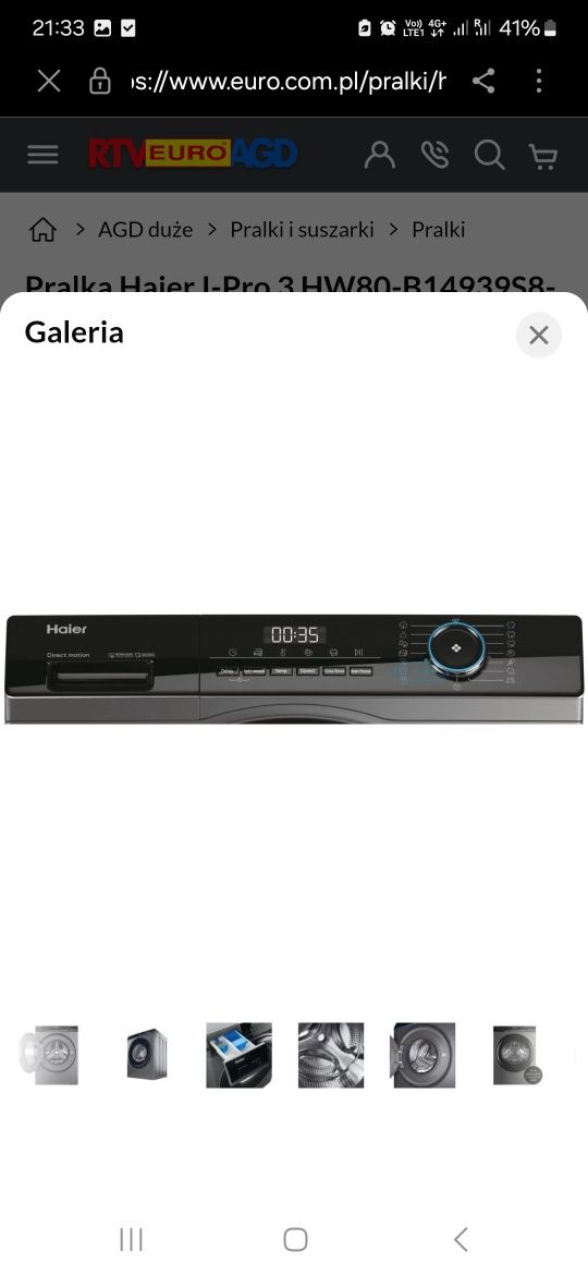 Pralka Haier I-Pro 3 HW80-B14939S8-S 8kg 1400obr/min