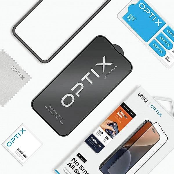 Szkło UNIQ Optix Matte matowe hartowane na iPhone 15 Pro Max z aplikat