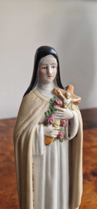 Rzeźba figura Św. Teresa porcelana XIXw Niemcy antyk dewocjonalia