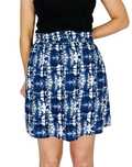 Granatowo-biała rozkloszowana mini spódnica z efektem tie-dye XL 42