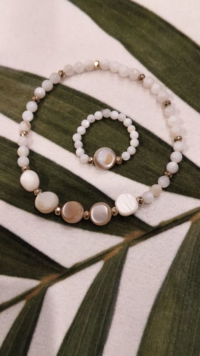 Zestaw bransoletka i pierścionek z naturalnych kamieni