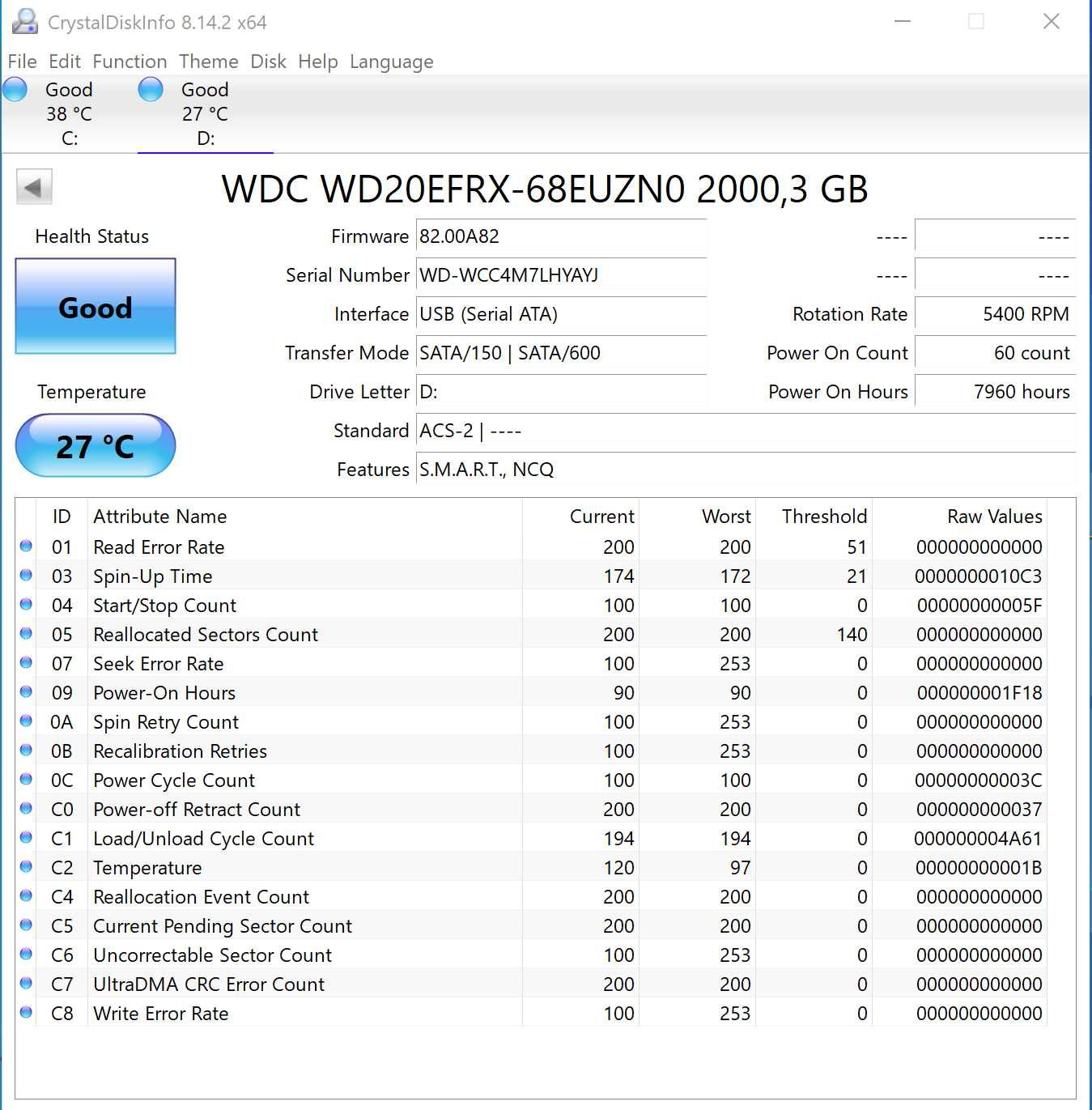 Жорсткий диск Western Digital Red 2TB 5400rpm 64МB WD20EFRX 3.5