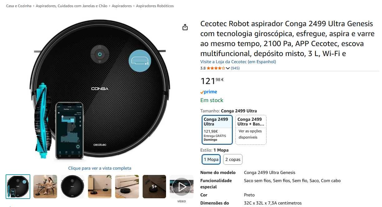 Aspirador robo Cecotec Conga connected gyro