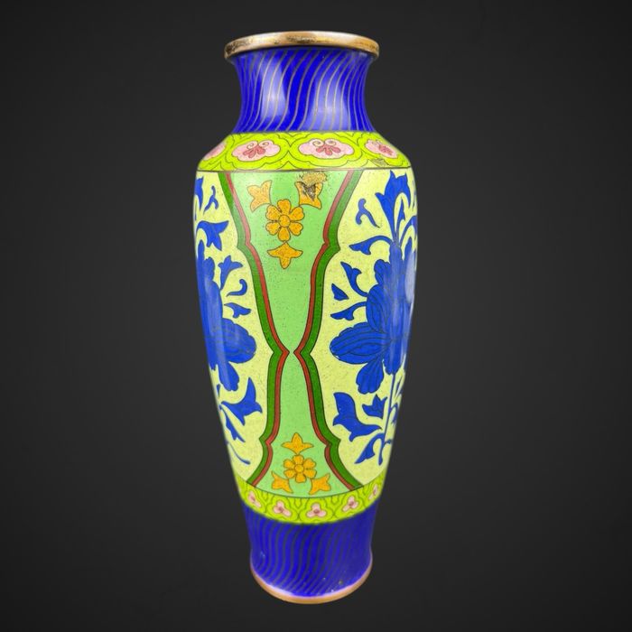 Wazon Emalia cloisonne kwiaty styl azjatycki uszkodzony B5/031208