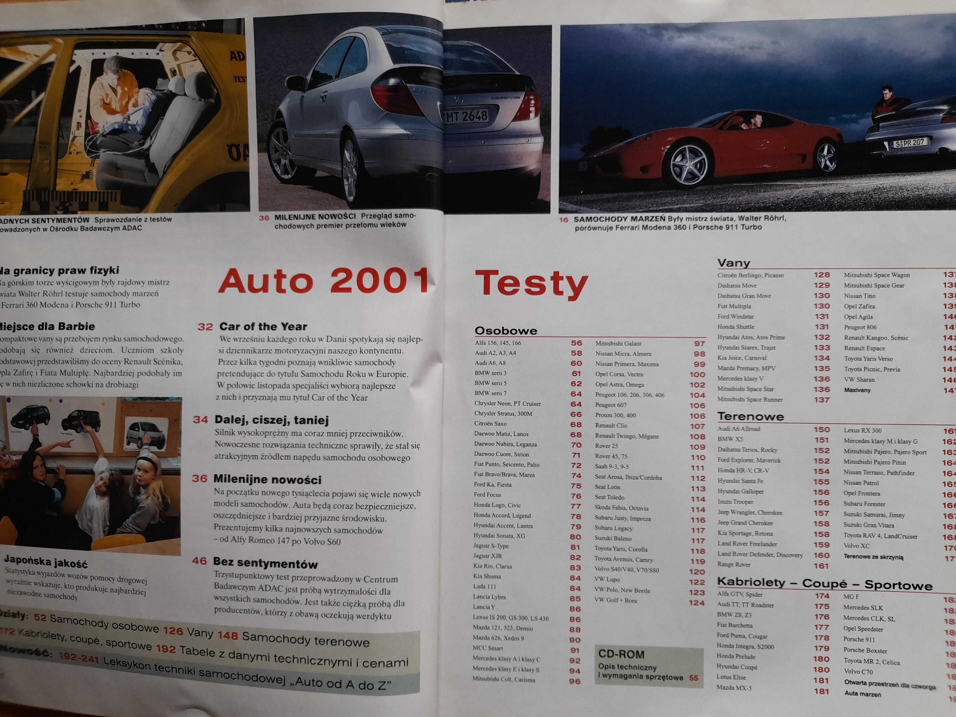 Katalog AUTO TESTY 2001 od Alfa Romeo, VW, Fiat, Saab, Volvo, BMW