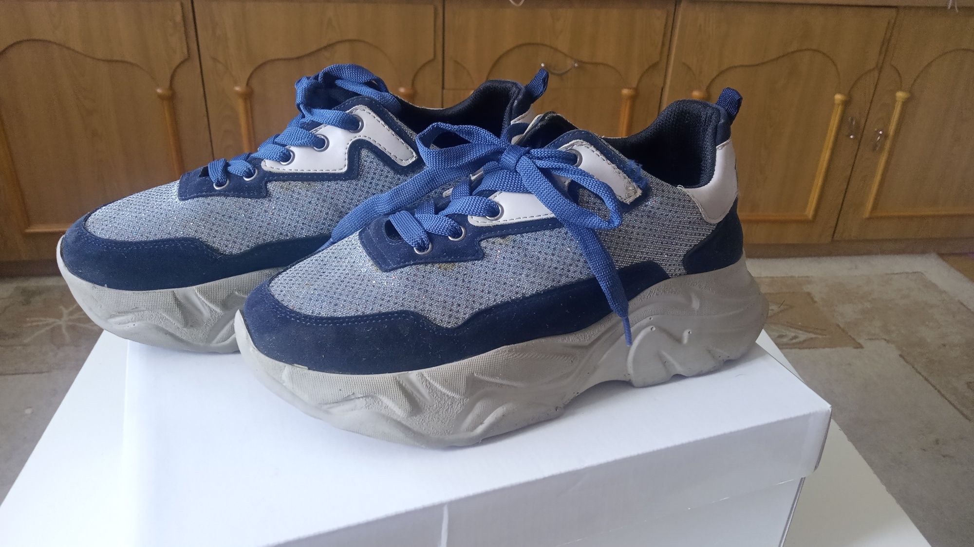 Adidasy r 38 Fashion Han F3 granat/srebro koturna wysoka podeszwa